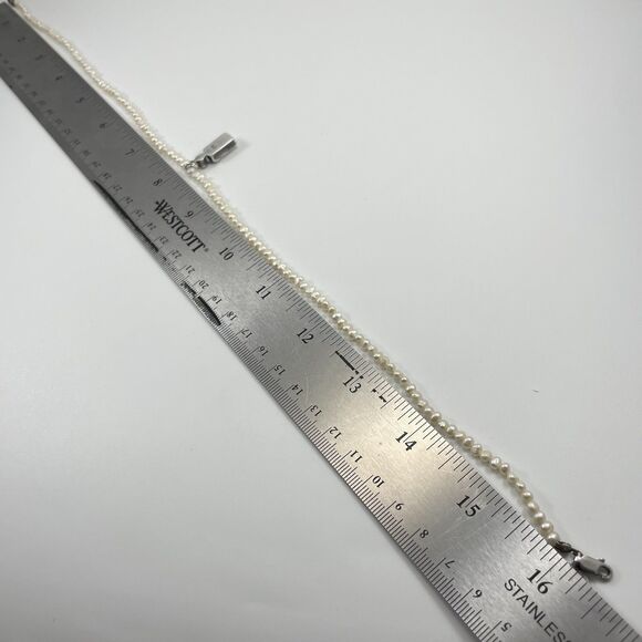 AC Signed Freshwater Pearl Beaded Mother of Pearl Silver Pendant Necklace - Picture 7 of 8